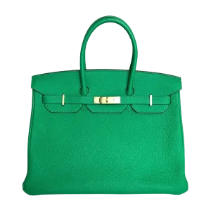 Hermes Birkin 35 Bamboo Green Togo GHW -【TOP】1:1 Mirror Replica Handbags