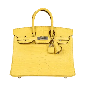 Hermès Birkin 25 Matte Alligator Mimosa GHW -【TOP】1:1 Mirror Replica Handbags