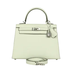 Hermes Kelly 25 Epsom Vert Fizz PHW -【TOP】1:1 Mirror Replica Handbags