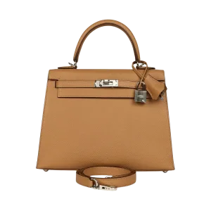 Hermes Kelly 25 Epsom Biscuit PHW -【TOP】1:1 Mirror Replica Handbags