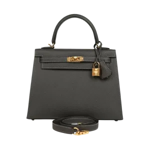Hermes Kelly 25 Epsom Graphite GHW -【TOP】1:1 Mirror Replica Handbags