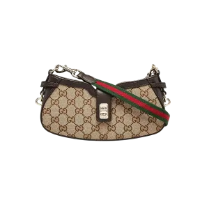 Gucci Beige/Ebony GG Canvas/Leather Mini Moon Side Shoulder Bag -【TOP】1:1 Mirror