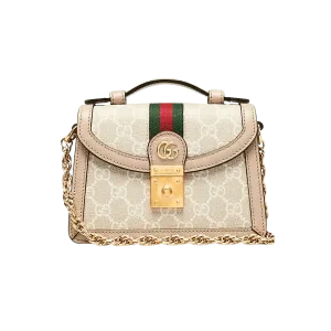 Gucci Beige/White GG Coated Canvas/Leather Ophidia Mini Top Handle Bag -【TOP】1:1 Mirror