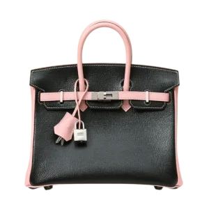 Hermès Birkin 25 Chevre Noir 3Q Rose Sakura PHW -【TOP】1:1 Mirror Replica Handbags