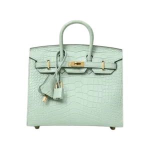Hermès Birkin 20 Matte American Alligator Vert d'Eau Sellier GHW Handcraft -【TOP】1:1 Mirror Replica Handbags