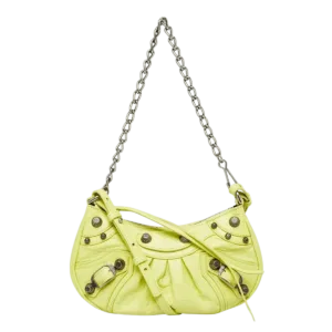 Balenciaga Neon Yellow Lambskin Leather Le Cagole Mini Crossbody Bag -【TOP】1:1 Mirror Replica Handbags